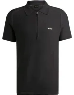 Short-sleeved Zip-neck Polo Sweater With Logo Detail