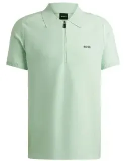 Short-sleeved Zip-neck Polo Sweater With Logo Detail