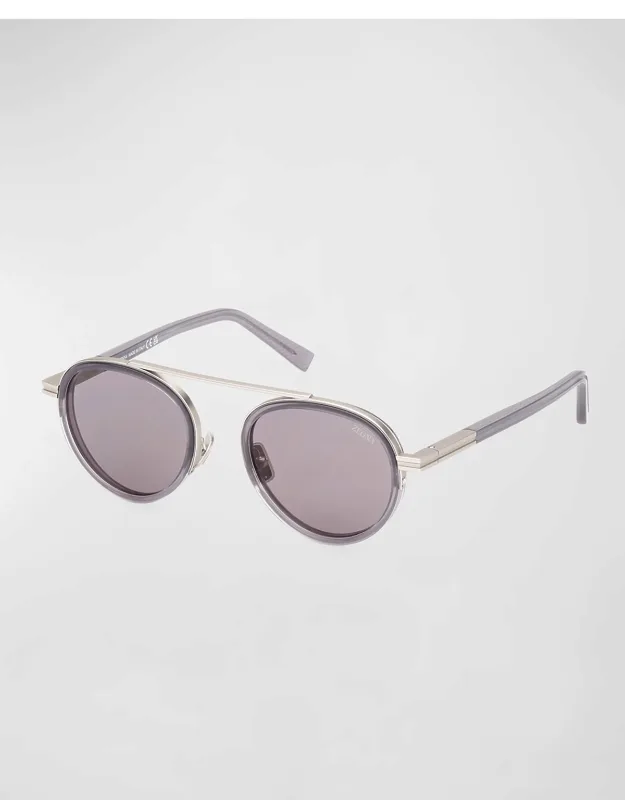 Orizzonte Ii Metal-acetate Round Sunglasses