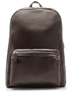 Leather Backpack With Embossed Logo