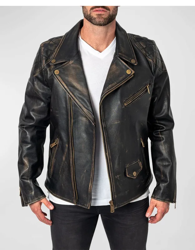 Destroyed Leather Moto Jacket