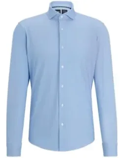 Regular-fit Shirt In Structured Performance-stretch Material