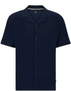 Regular-fit Shirt In Cotton Boucl With Ribbed Collar