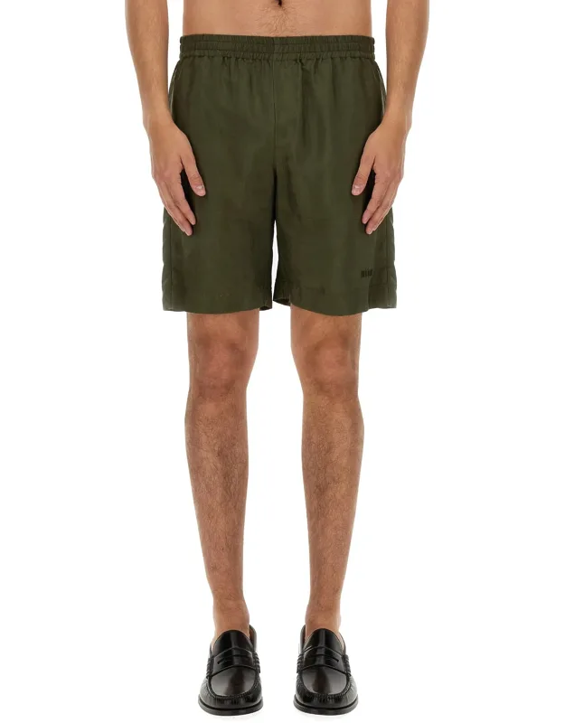 Cupro Bermuda Shorts Made In Italy, Model Height 185 Cm