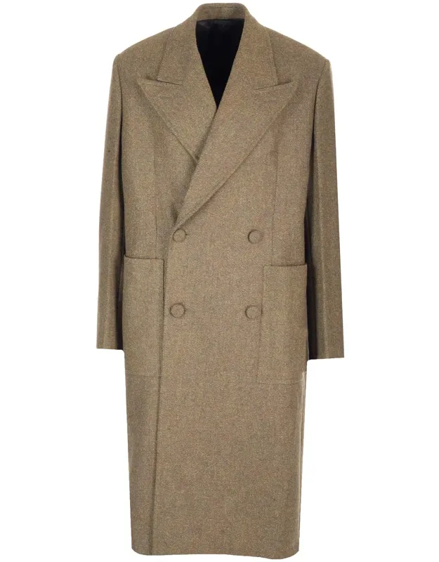 Double-breasted Herringbone Coat