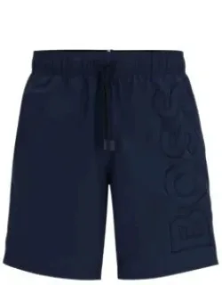 Fully Lined Swim Shorts With 3d Logo Embroidery