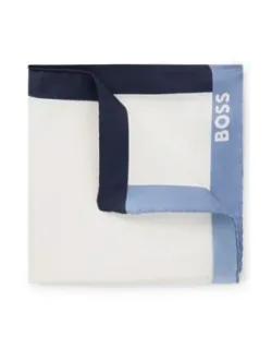 Silk Pocket Square With Branding And Printed Border