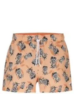 Fully Lined Swim Shorts With Pineapple Motif