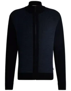 Zip-up Cardigans In Wool With Mixed Structures