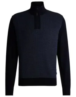 Zip-neck Sweater With Mixed Structures