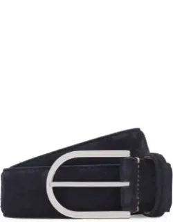 Italian-suede Belt With Rounded Brass Buckle