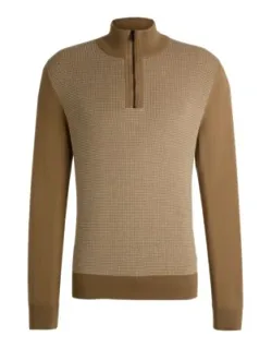 Zip-neck Sweater With Mixed Structures