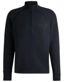 Stretch-cotton Zip-neck Sweatshirt With Embossed Artwork