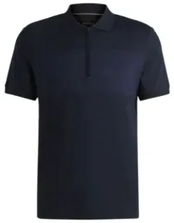 Silk-cotton Polo Shirt With Zip Placket In Regular Fit