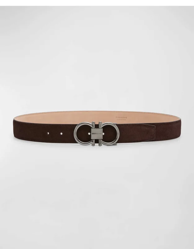 Suede Gancini Belt