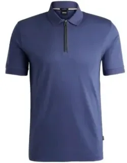 Mercerized-cotton Slim-fit Polo Shirt With Zip Placket
