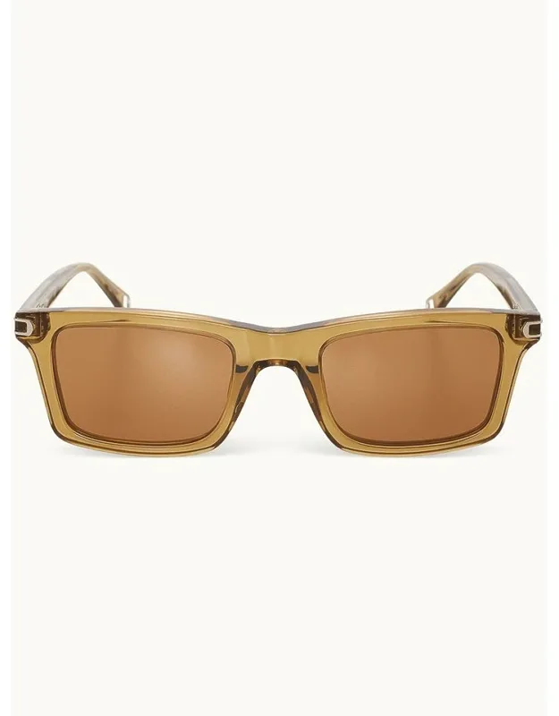 Golden Amber Rectangular Frame Sunglasses