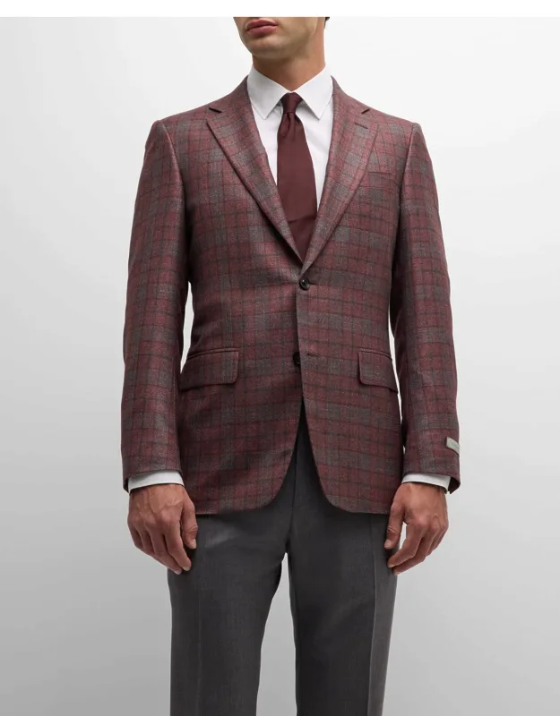 Silk-wool Plaid Sport Coat