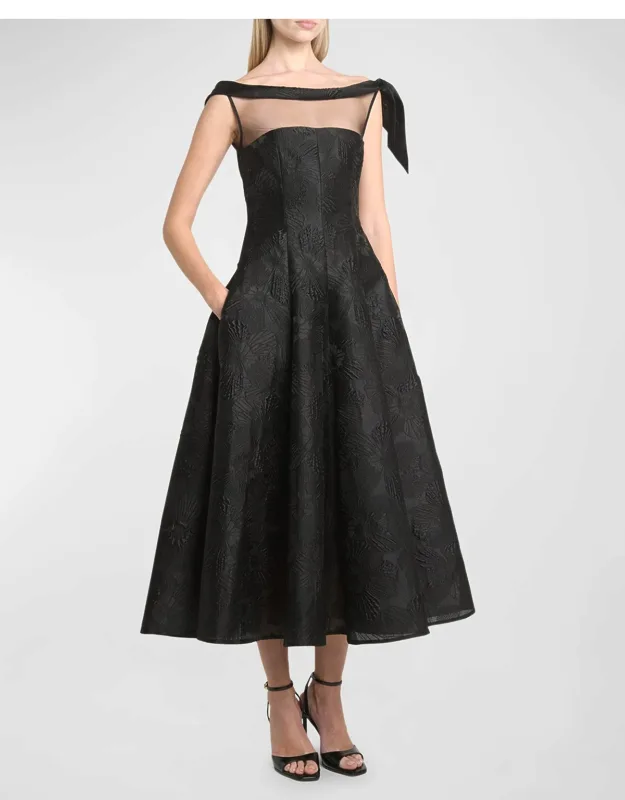 Anemone Jacquard Illusion Midi Dress