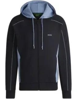 Stretch-cotton Zip-up Hoodie With Embossed Artwork