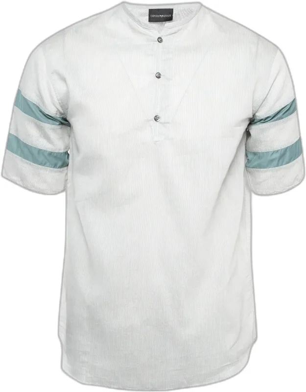 Striped Cotton Half Placket Shirt