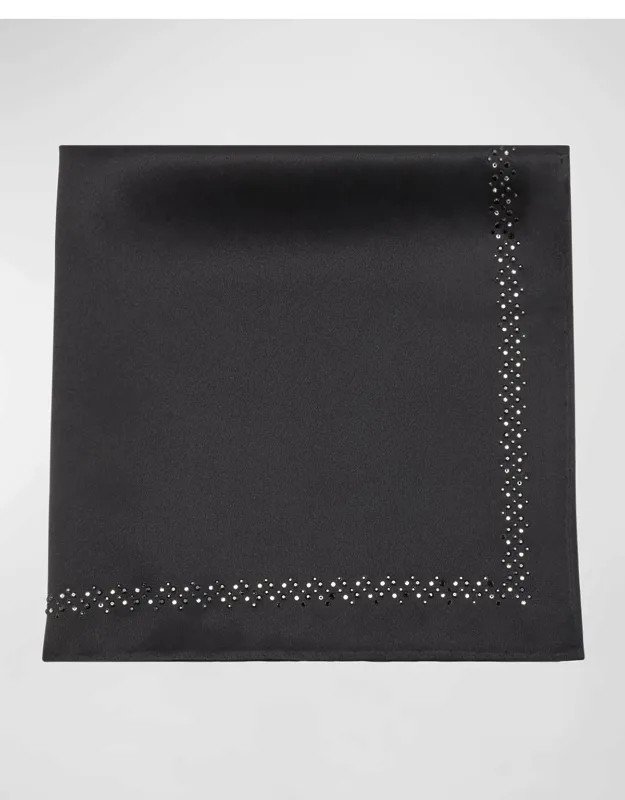 Silk Crystal-trim Pocket Square