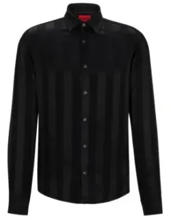 Slim-fit Shirt In Shiny-stripe Canvas