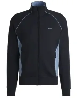 Stretch-cotton Zip-up Sweatshirt With Piping And Branding