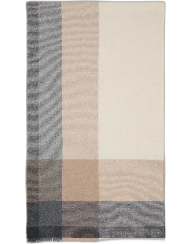 Wool-cashmere Uneven Plaid Scarf