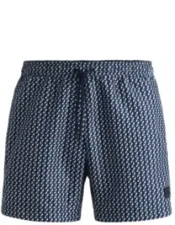 Logo-label Swim Shorts With Seasonal Pattern