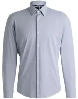 Regular-fit Shirt In Structured Performance-stretch Fabric
