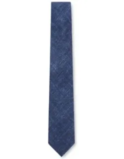 Cotton Tie With An All-over Denim Effect