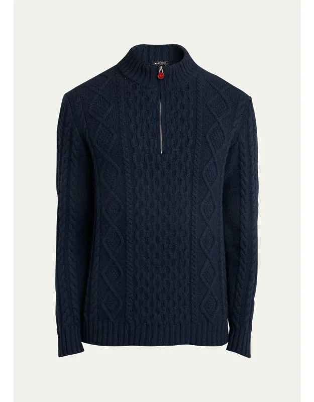 Cashmere Cable Half-zip Sweater