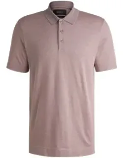 Polo Shirt In Cotton And Silk With Corduroy Effect