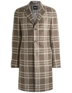 Slim-fit Coat With All-over Check