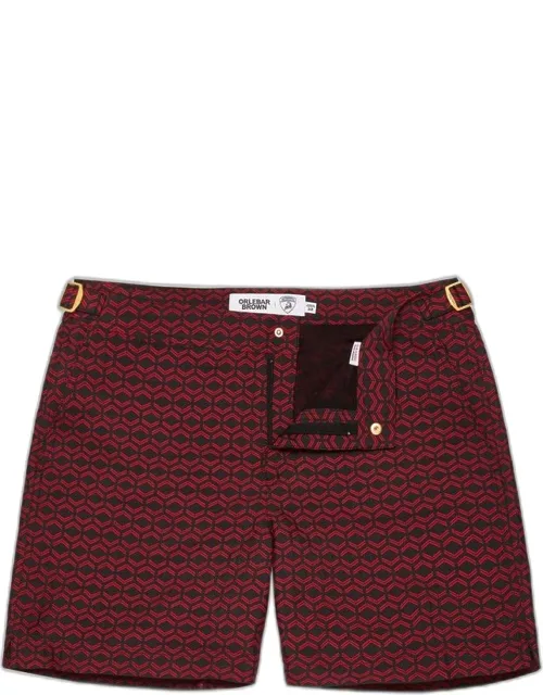 Hexagon Jacquard Mid-length Swim Shorts
