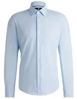 Regular-fit Shirt In Structured Performance-stretch Fabric