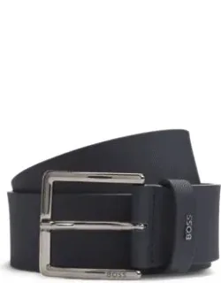 Embossed-leather Belt With Pin Buckle And Logo Keeper