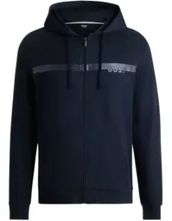 Cotton-terry Zip-up Hoodie With Foil-print Logo