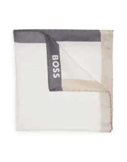 Silk Pocket Square With Branding And Printed Border