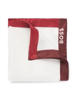 Silk Pocket Square With Branding And Printed Border