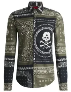 Slim-fit Shirt In Printed Cotton Poplin