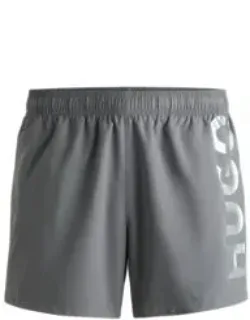 Fully Lined Swim Shorts With Vertical Logo