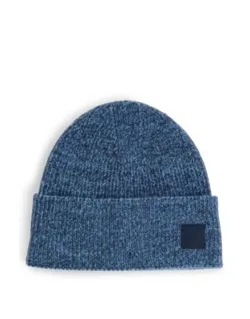Ribbed Beanie Hat With Contrasting Logo Label