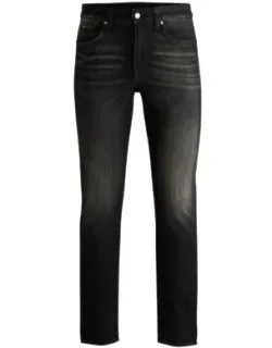 Delaware Slim-fit Jeans In Black Stretch Denim