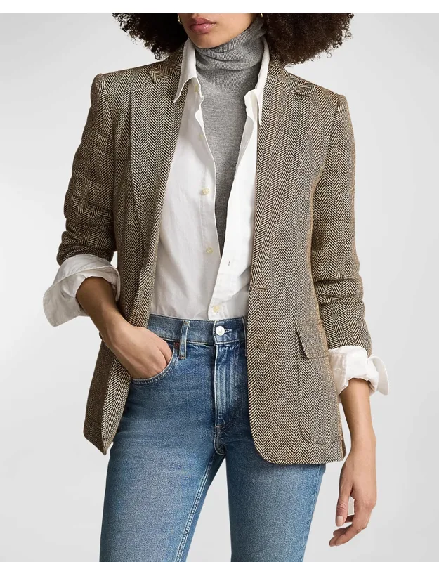 Herringbone Linen-blend Blazer