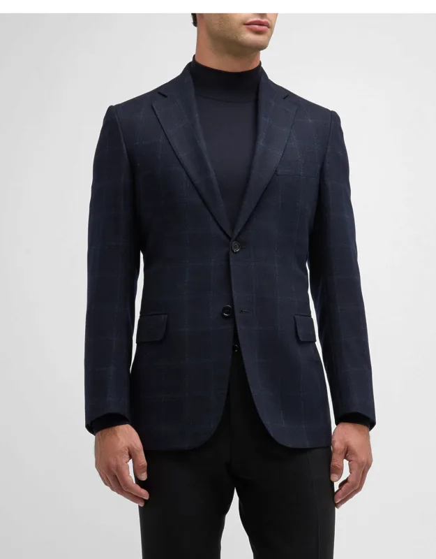Wool-cashmere Windowpane Sport Coat