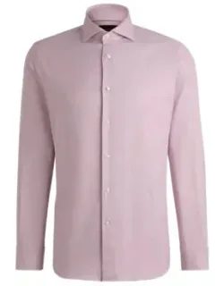 Regular-fit Shirt In Stretch Cotton With Diagonal Stripes