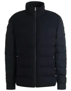Water-repellent Jacket In Mixed Materials- Dark Blue Casual Jacket