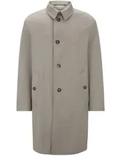 Water-repellent Coat In Micro-patterned Virgin Wool